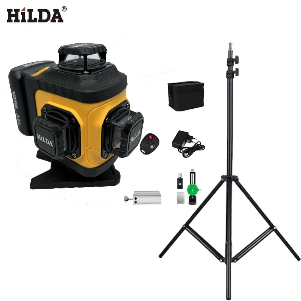 Лазерный уровень с зеленым лучом на 16 линий 360 градусов Hilda 4D Quick solution с поворотным основанием и башнями со штативом - фото 16 Лазерный уровень с зеленым лучом на 16 линий 360 градусов Hilda 4D Quick solution с поворотным основанием и башнями со штативом - фото 16