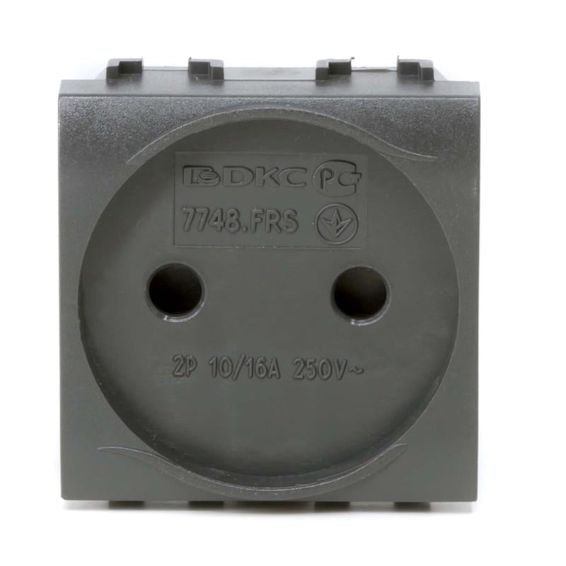 Розетка ДКС Brava без заземления со шторками 2 модуля Черный (77483N)