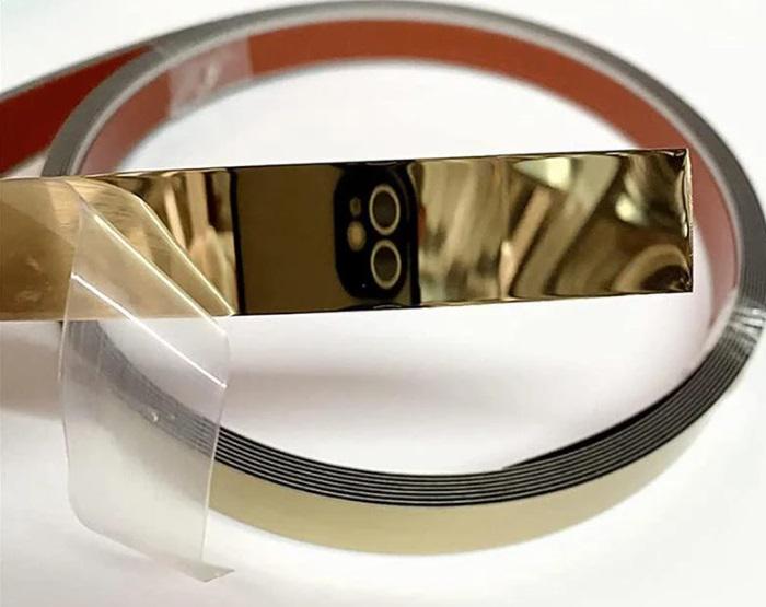 Наклейка на стіну смужка дзеркальна металева молдинг 15 мм 5 метрів Золотий (8993)