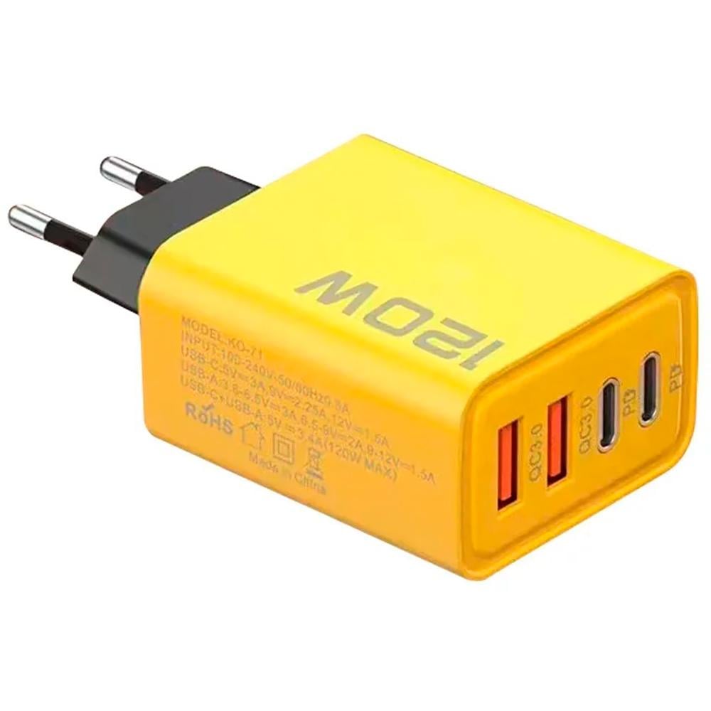 Блок живлення для телефону Maerknon 120W 2 USB A/2 USB Type-C швидка зарядка QC 3.0 для Samsung/IPhone/Xiaomi/Redmi/Huawei/Realme (572-2222)