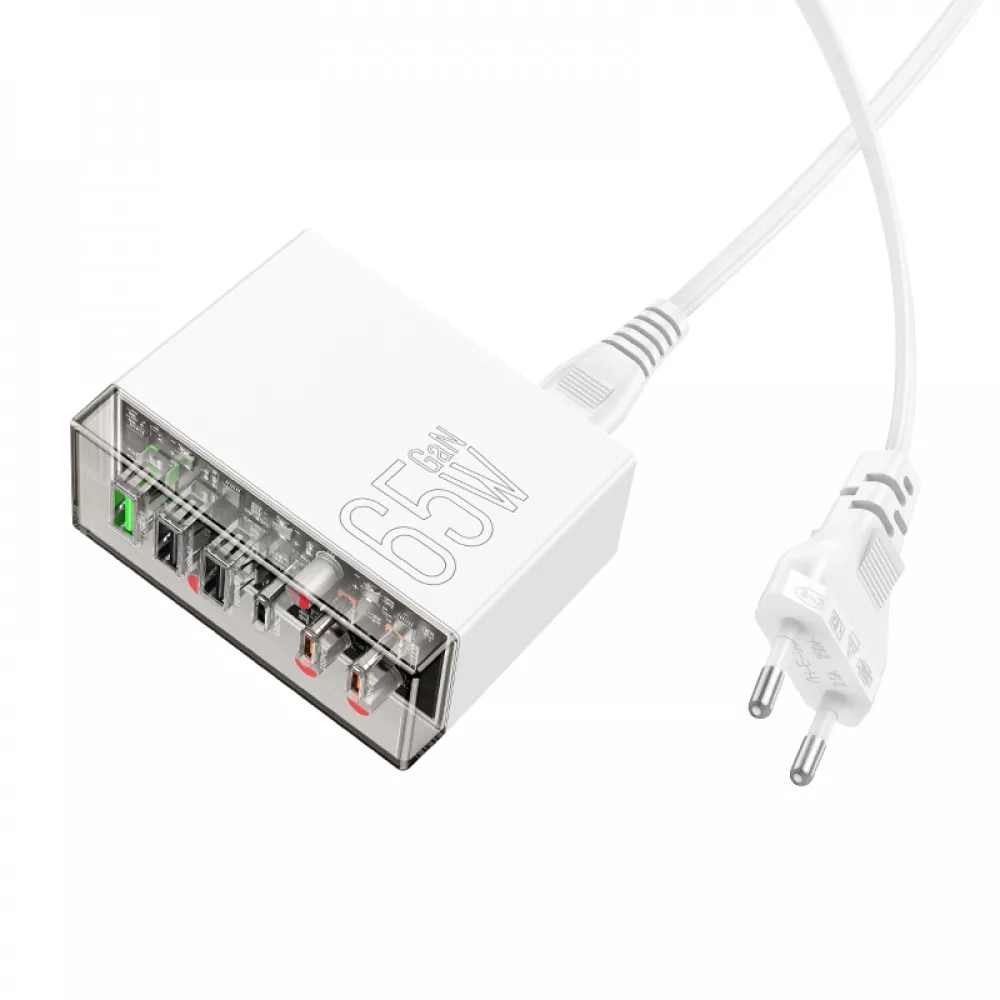 Сетевое зарядное устройство Hoco N36 GaN 65W с 6 портами 3xUSB-C/3xUSB-A (777172) - фото 3 Сетевое зарядное устройство Hoco N36 GaN 65W с 6 портами 3xUSB-C/3xUSB-A (777172) - фото 3
