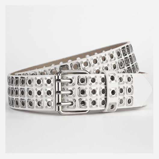 Ремень NUOYA с заклепками Белый (04444)