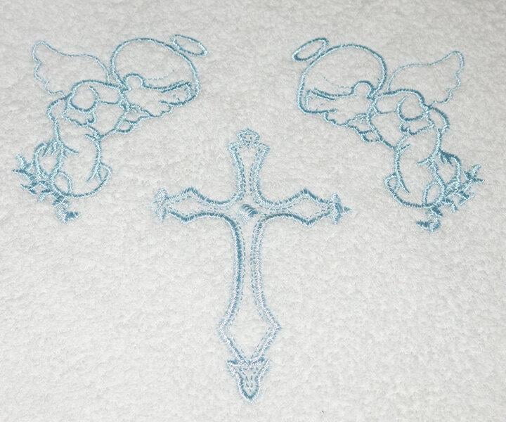 Крыжма Gulcan Ангел с вышивкой 100х100 см Голубой (21604)