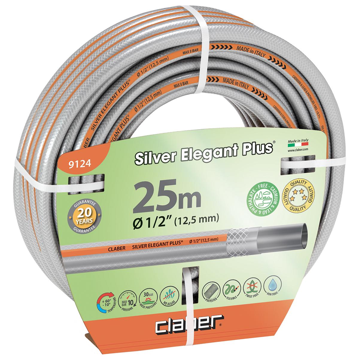 Шланг садовый для полива Claber Silver Elegant Plus 9124 25 м 1/2" 4 слоя