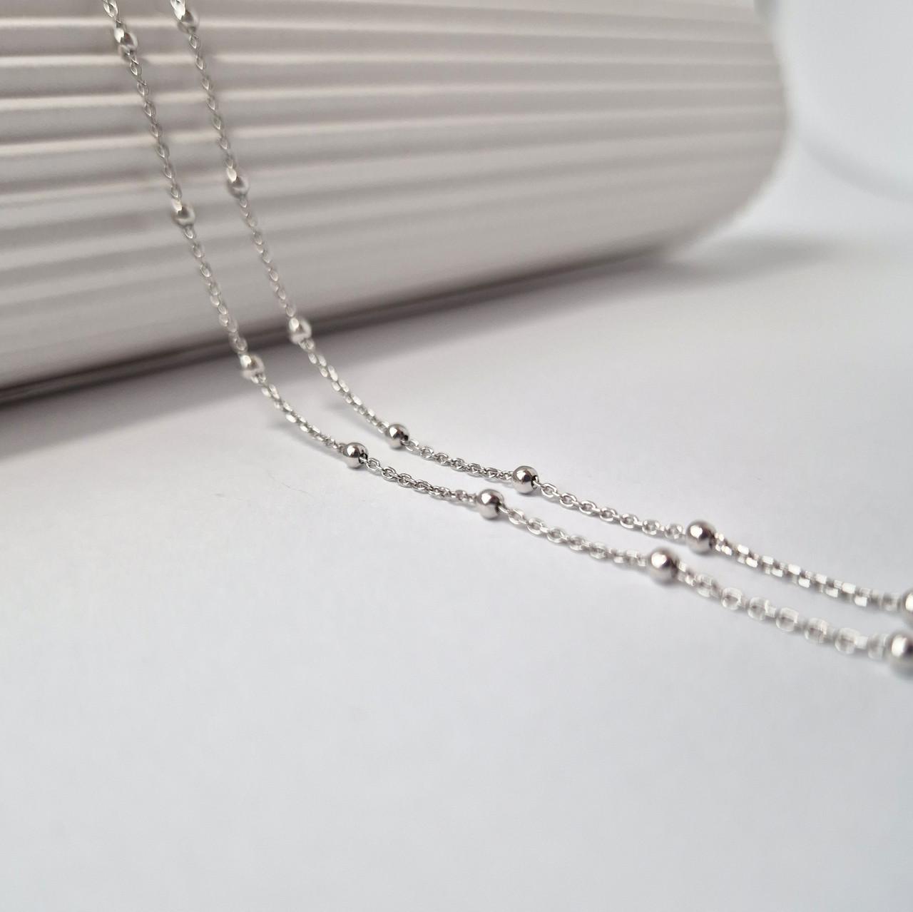 Цепочка якорь с шариками серебро 925 пробы родированное 1,65 г 40 см (030 forz)