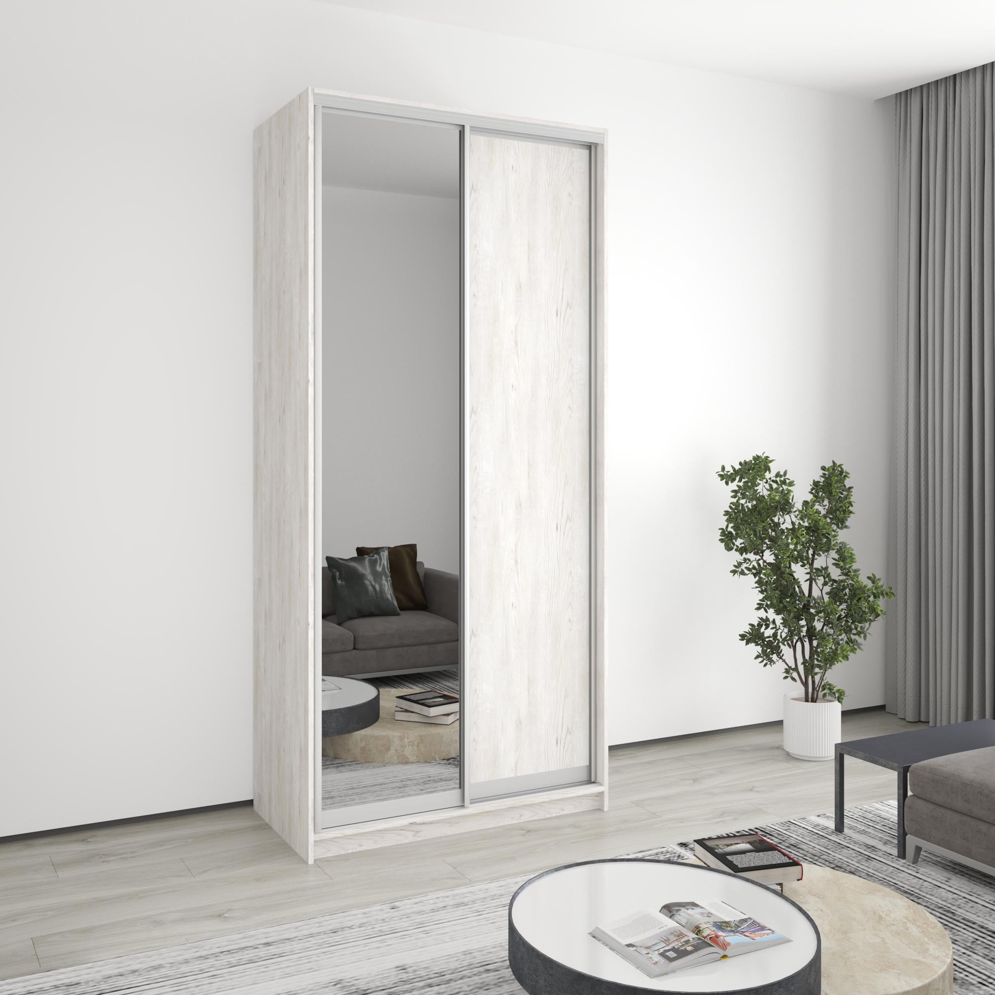 Шкаф-купе двухдверный MebelStar стандарт AL ДСП/зеркало 110x45x240 см Аляска серый (MBS-3709)