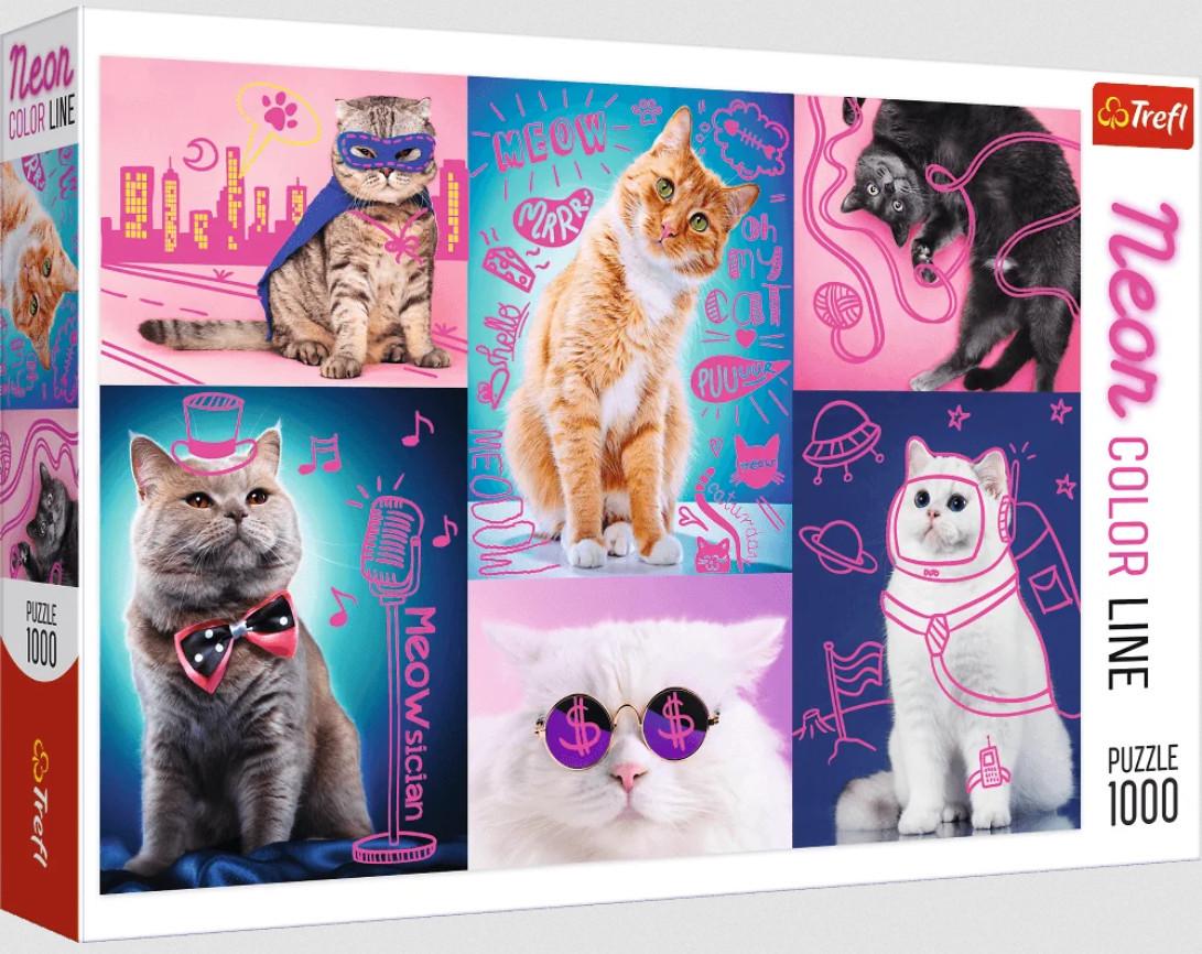 Пазл Trefl Неоновые рисунки: Супер коты 1000 эл.