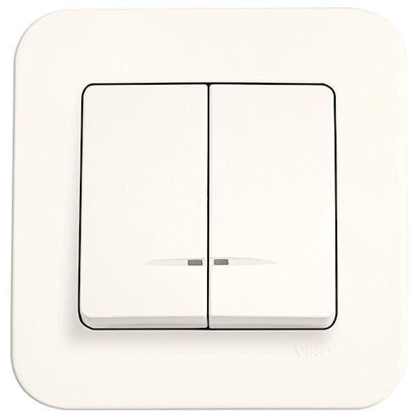 Выключатель двухклавишный Viko Rollina с подсветкой Кремовый (27549081)