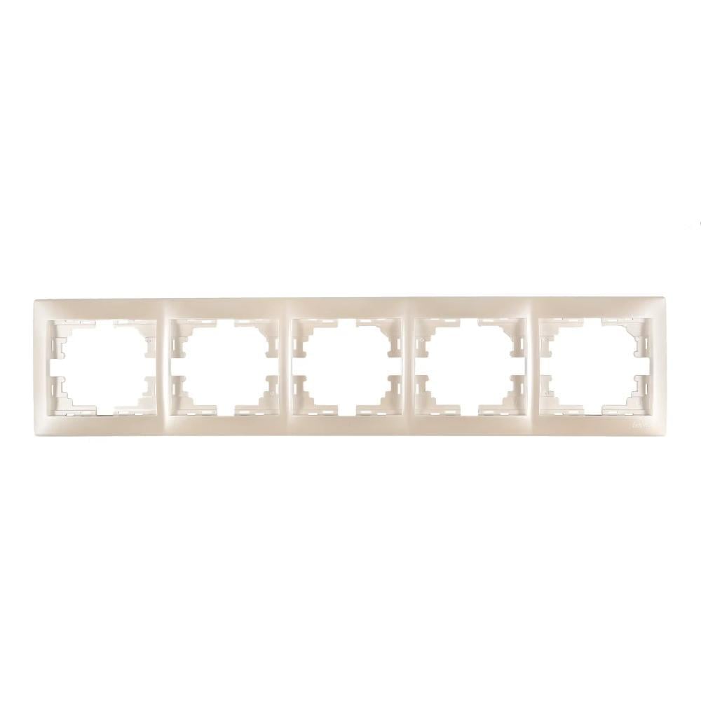 Рамка пятиместная горизонтальная MIRA без вставок Жемчужно-белый перламутр (00000003185)