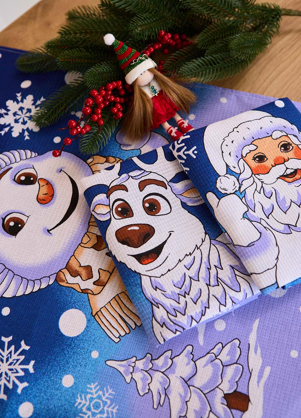 Набір вафельних рушників Новорічна казка 60х47 см 3 шт. - фото 3 Набір вафельних рушників Новорічна казка 60х47 см 3 шт. - фото 3