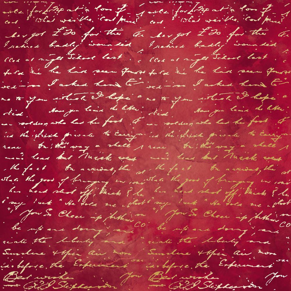 Лист бумаги односторонний Golden Text с фольгированием 30,5х30,5 см Burgundy/Aquarelle