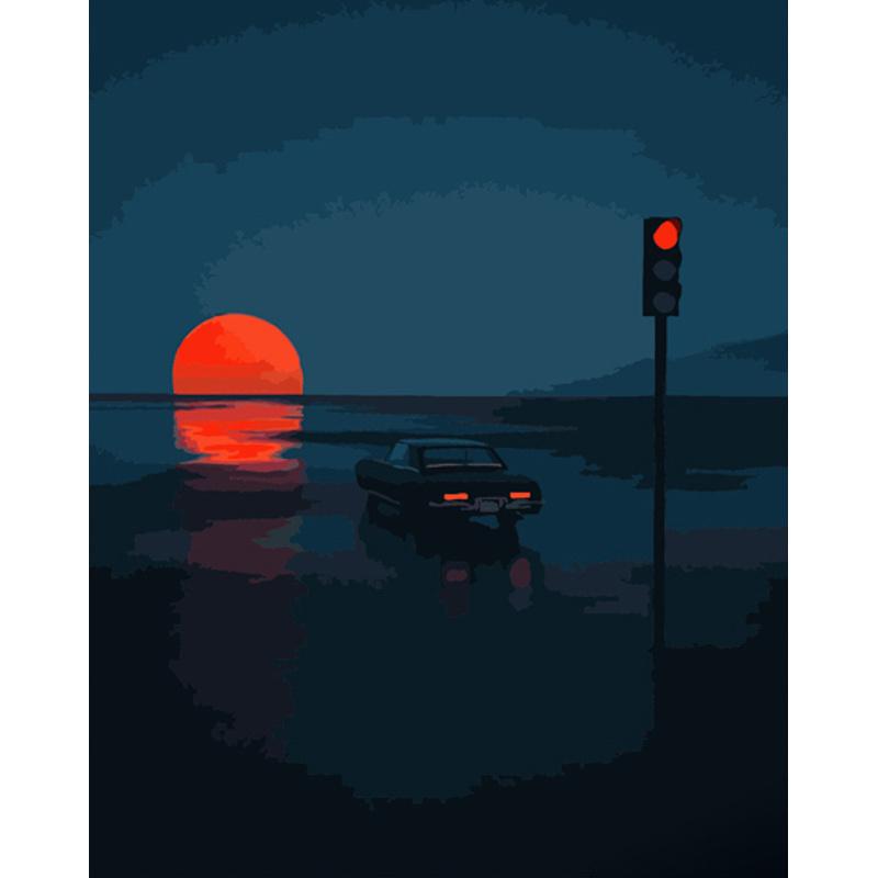 Картина по номерам Strateg Премиум Красная луна 40x50 см (GS822)