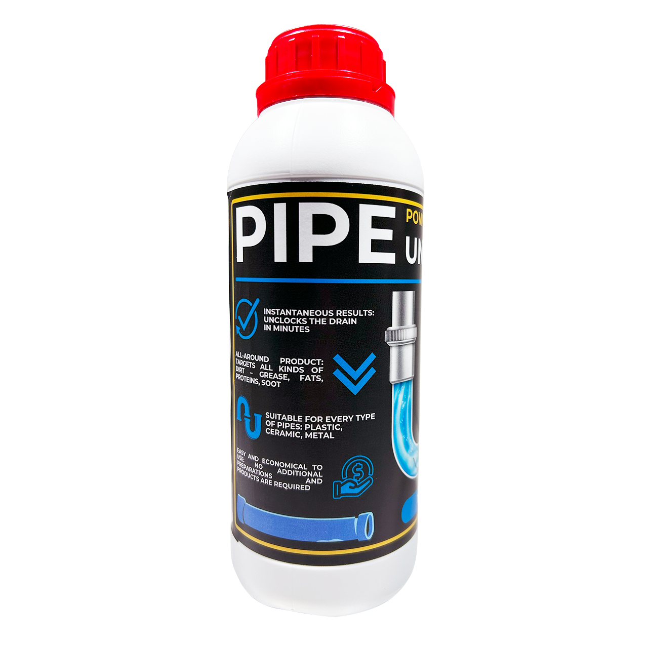 Концентрированная жидкость для прочистки труб канализации Pipe Unclogger 1 л (2482069326)