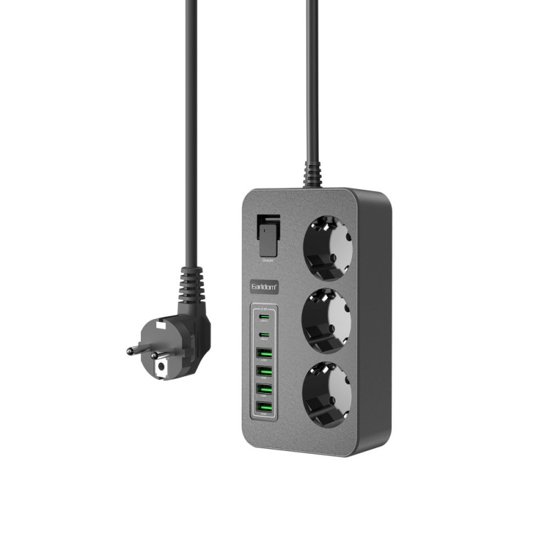 Удлинитель сетевой Eаrdom с USB с защитой от перепадов напряжения 2 м Черный (3117630426)