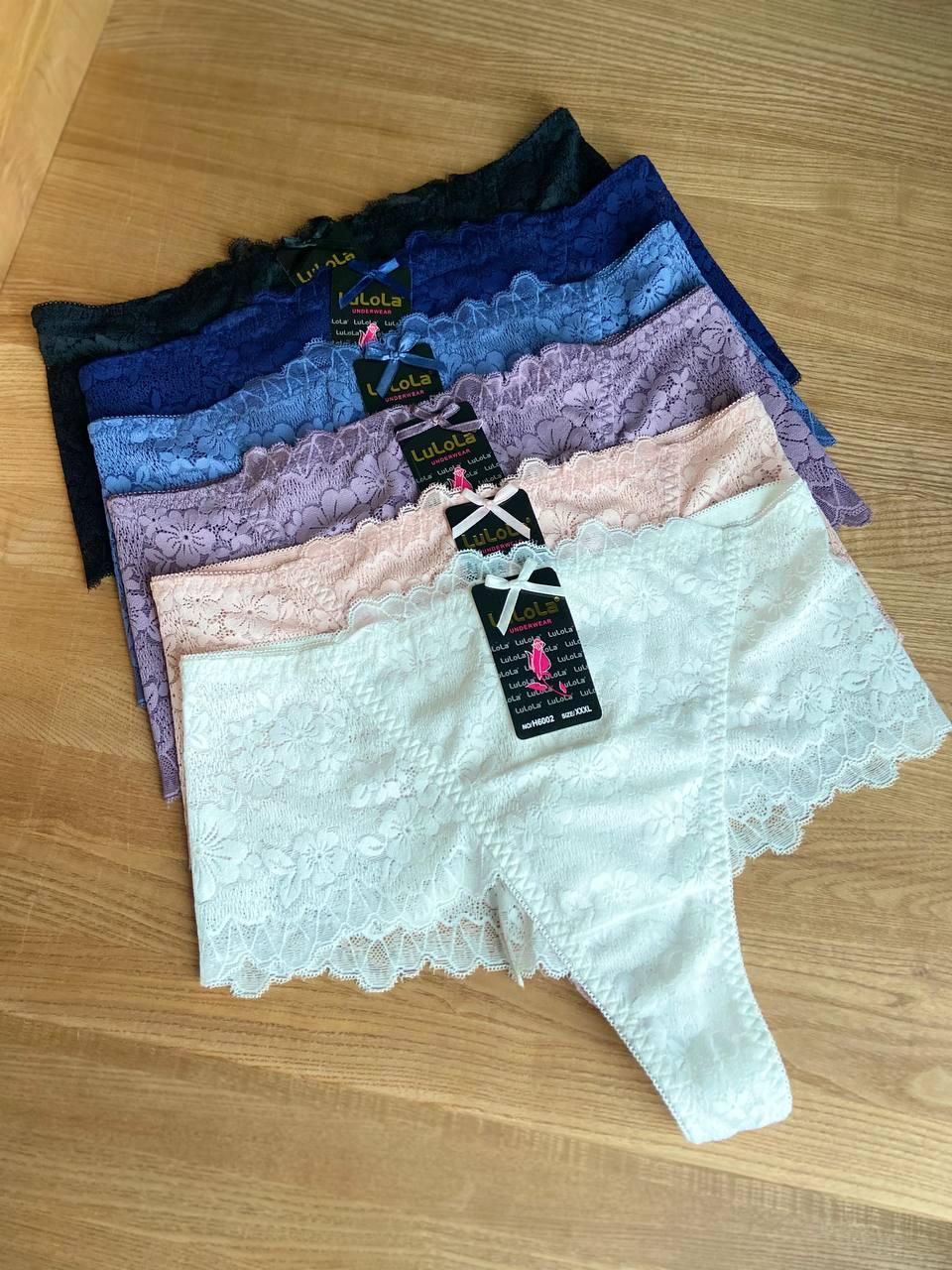 Труси стрінги мереживні з високою посадкою набір 6 шт. 4XL (Н6002-1)