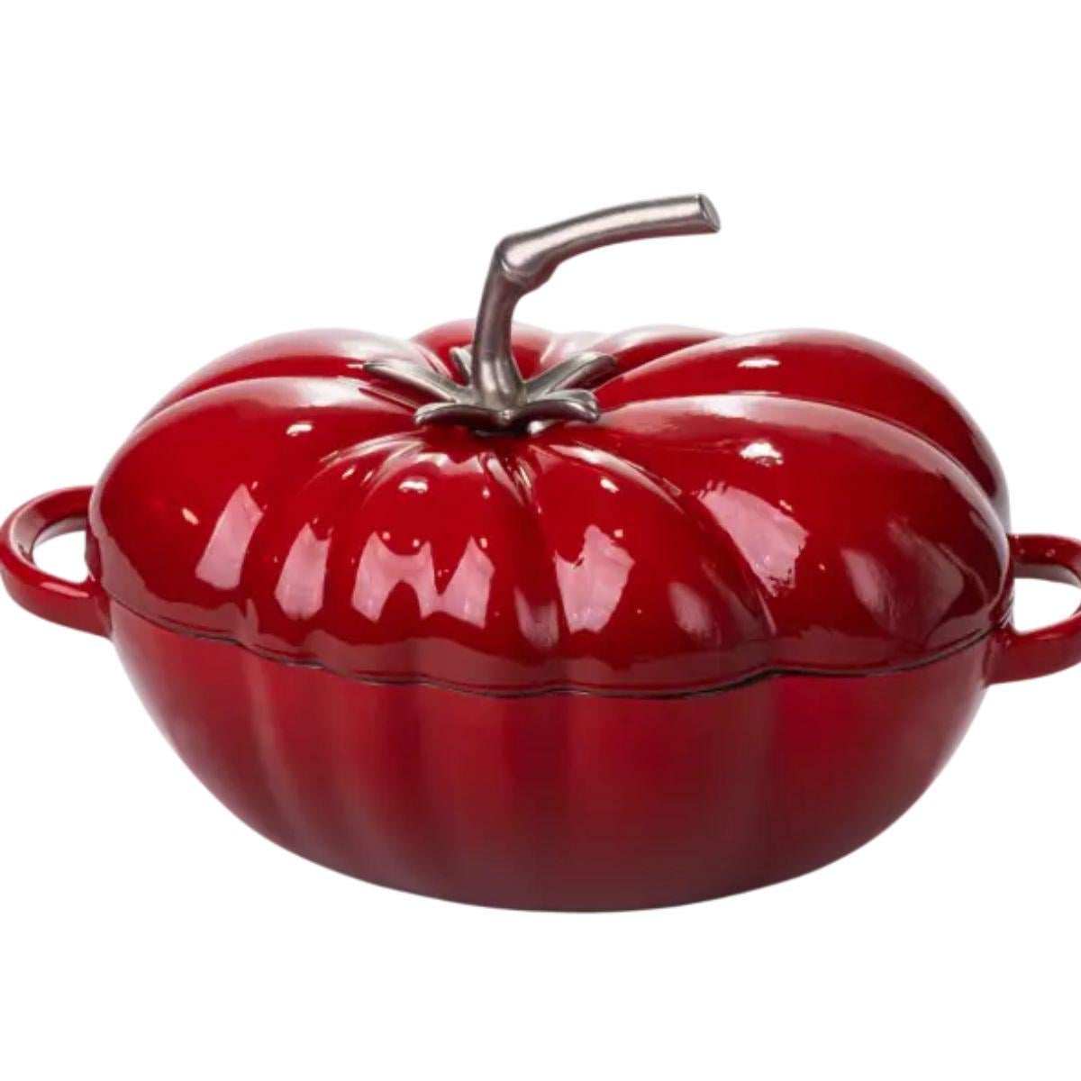Кастрюля чугунная эмалированная Premium Cookware Томат с крышкой для запекания и тушения 2,5 л Красный (147-102-HP-1-20-RED)