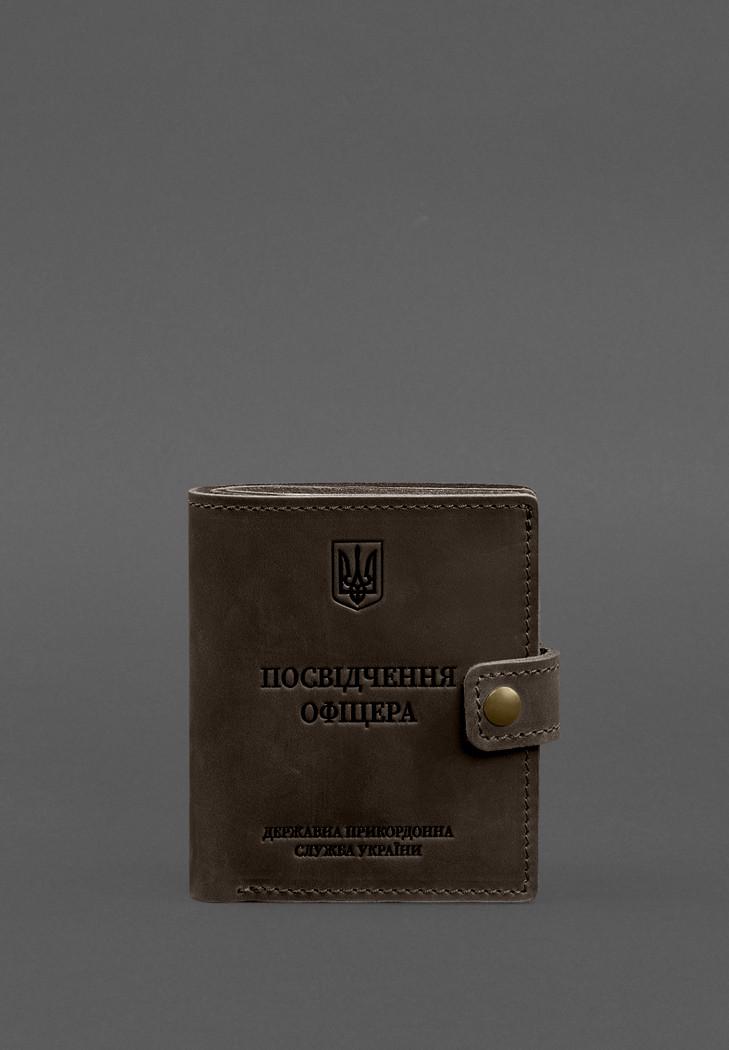Обложка-портмоне кожаная для удостоверения офицера ГПСУ 11.2 Crazy Horse Темно-коричневый (A-028704)