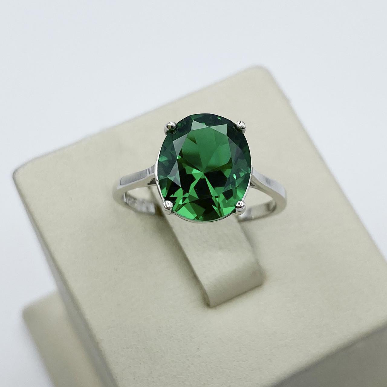 Кольцо серебряное с nano изумрудом р. 19 2,84 г (1943839411)