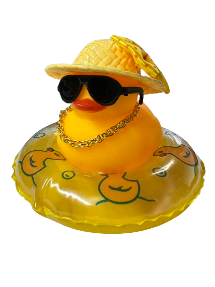 Игрушка в авто Утка на надувном круге в шляпе Желтый (14904241)