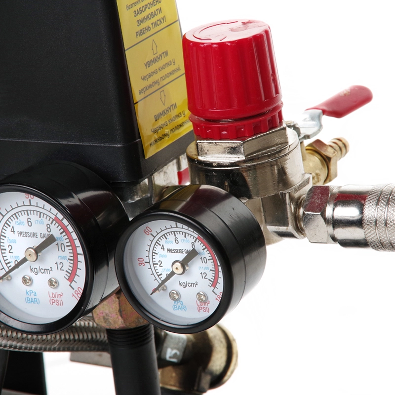 Компрессор двухцилиндровый Apro безмасляный OFE-9 0,6 кВт 152 л/мин 8 бар 9 л кран/штуцер (850170) - фото 5