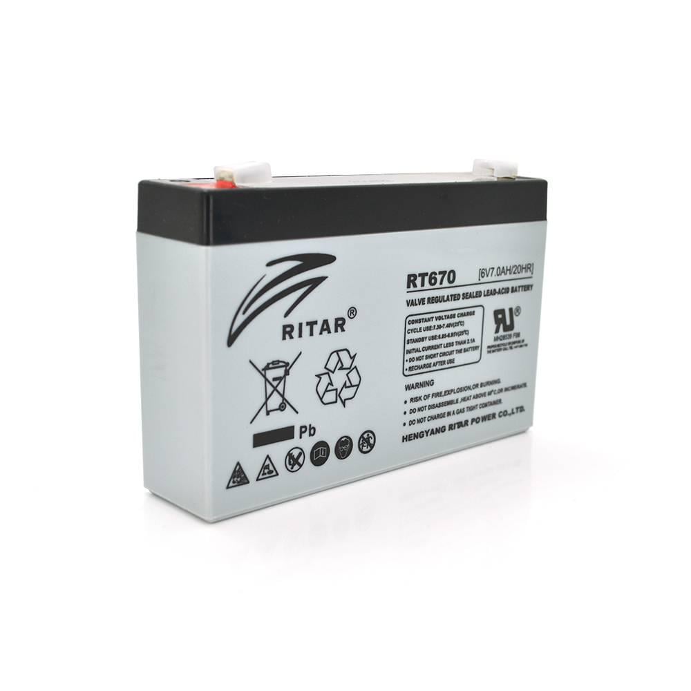 Батарея акумуляторна AGM RITAR RT670 6V 7,0Ah 100 Q20 151х34х94 мм (27787)