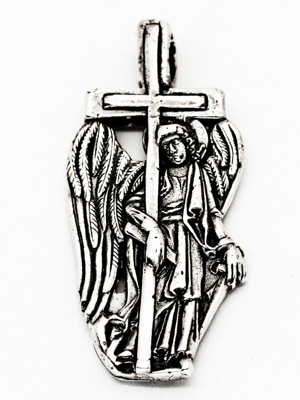 Образок срібний Підвіс Ангел Хранитель з хрестом