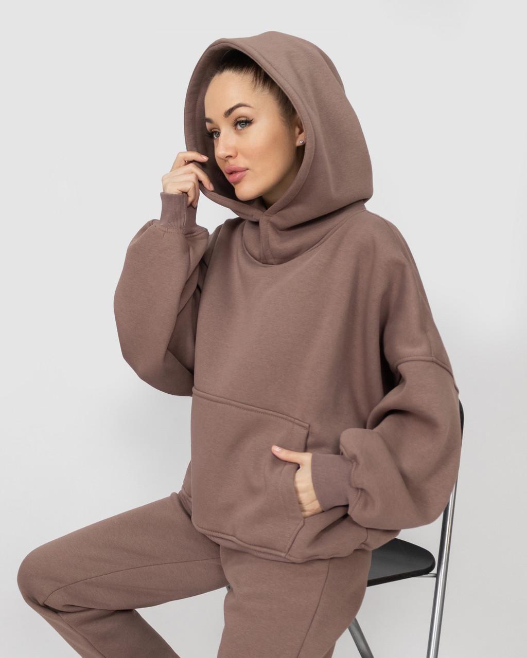 Костюм жіночий на флісі світшот з капюшоном і штани Мокко (2028589421) - фото 10