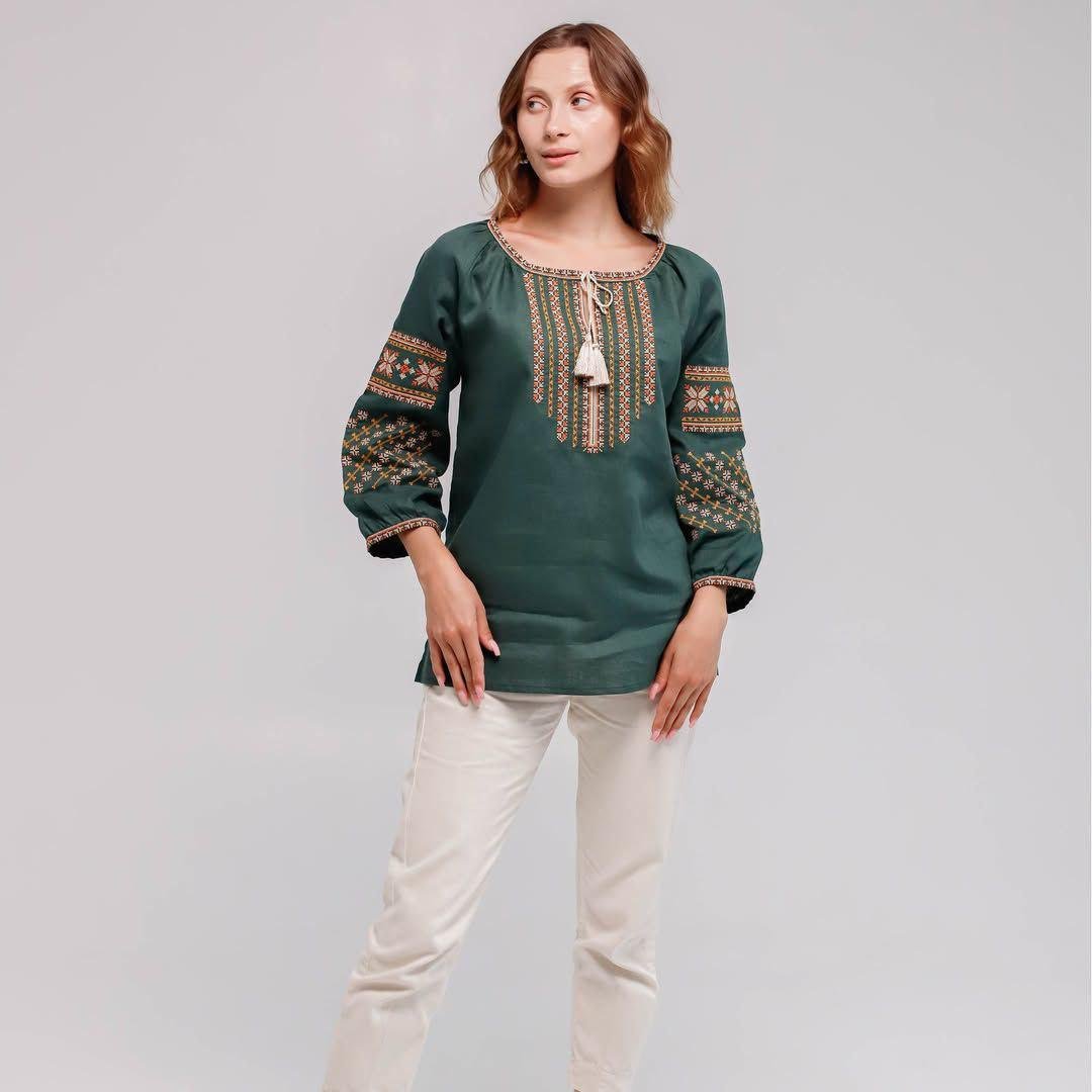 Вышиванка женская р. 48 Зеленый (813)