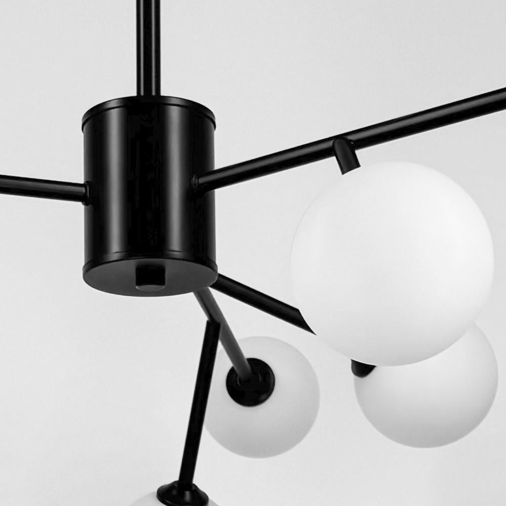 Люстра потолочная на 9 белых плафонов Ø 100 см Черный (AOC 19/9 BK G9) - фото 4