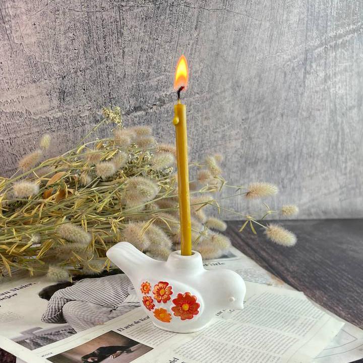 Підсвічник для тонких свічок 5candles "Квіткова Куріпка" Білий з червоним орнаментом (1556_7-446) - фото 2 Підсвічник для тонких свічок 5candles "Квіткова Куріпка" Білий з червоним орнаментом (1556_7-446) - фото 2