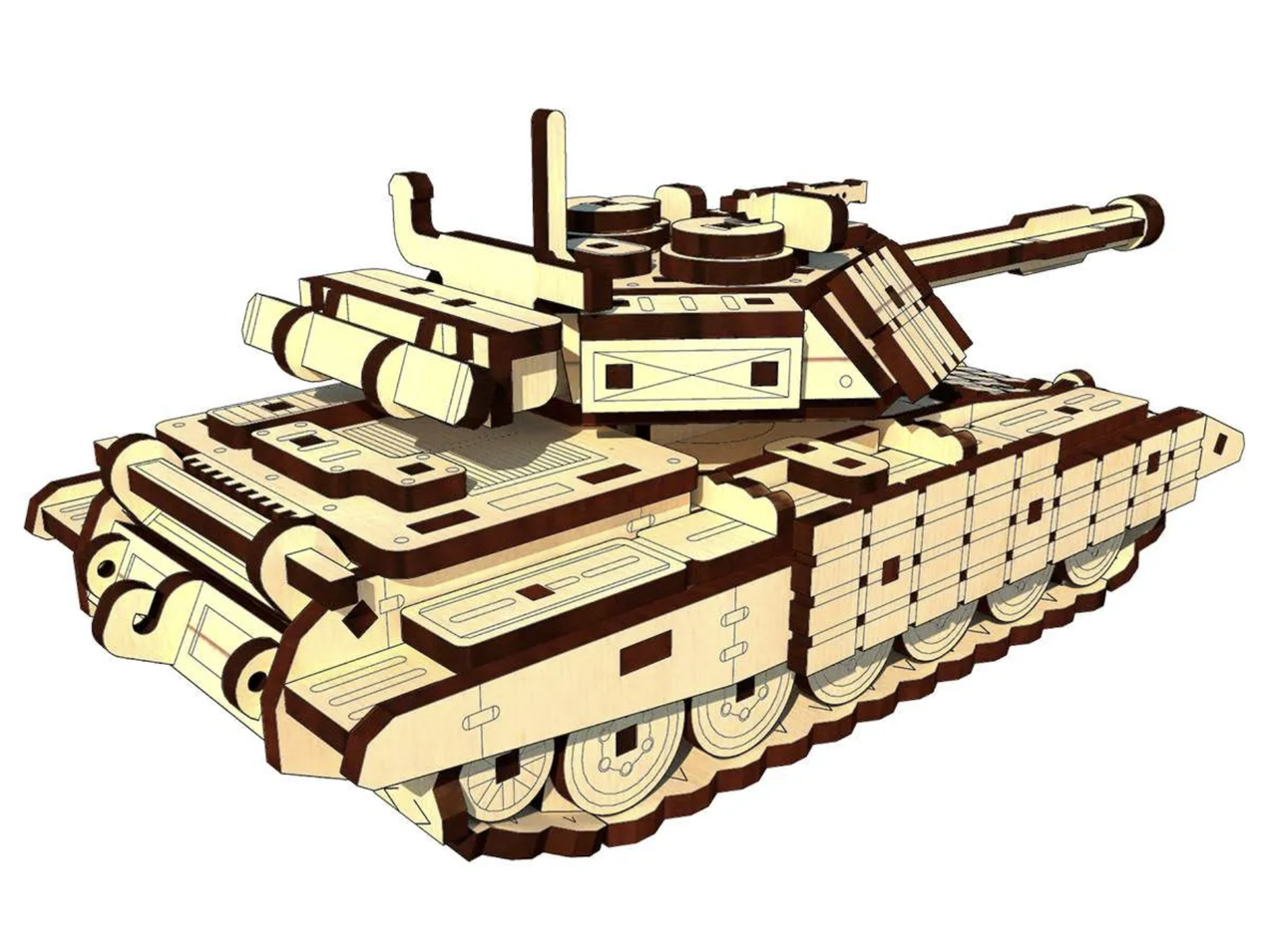 Пазл механічний з дерева Pazly 3D Український бойовий Танк Т-64 БВ 208 деталей - фото 5 Пазл механічний з дерева Pazly 3D Український бойовий Танк Т-64 БВ 208 деталей - фото 5