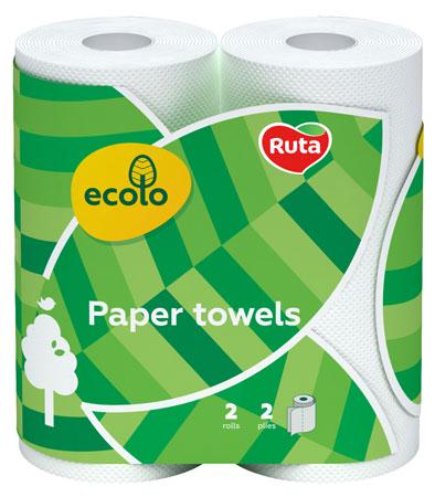 Рушники паперові Ruta Ecolo двошарові 2 рулони Білий (47210)