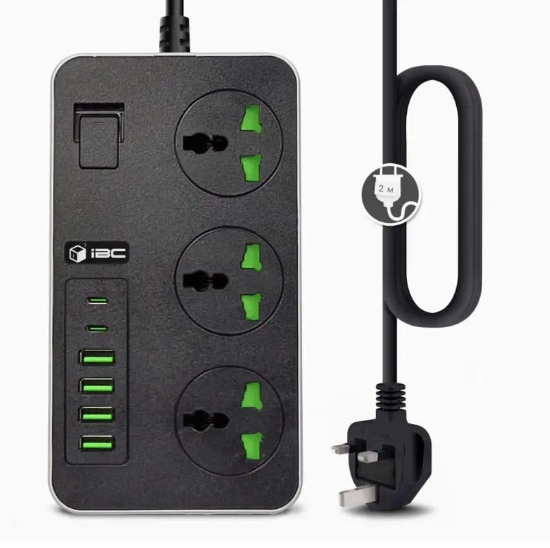 Удлинитель сетевой J07 2 м с USB и Type-C для зарядки гаджетов