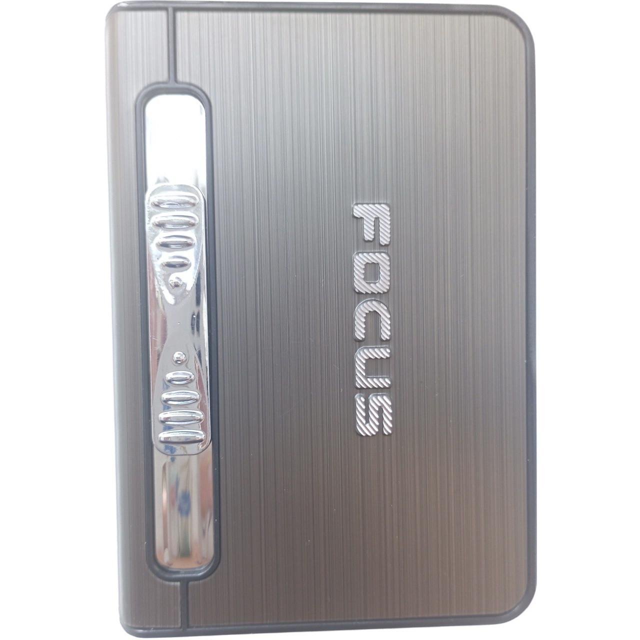 Портсигар для 12 сигарет с зажигалкой FOCUS №4939 Grey (11570)