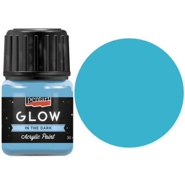 Акриловая краска Pentart 16484 для декора Glow in the dark 30 мл 6 шт. Голубой (5997412761443)