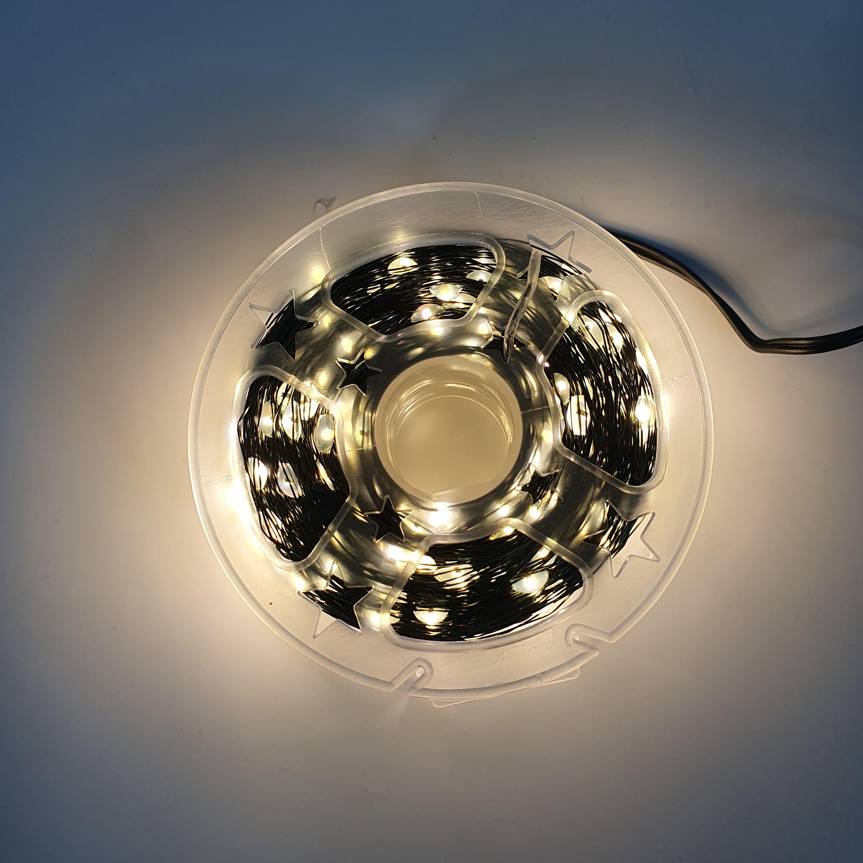 Гирлянда уличная электрическая LED на катушке черный провод от сети 50 м Теплый белый (JMX-014)