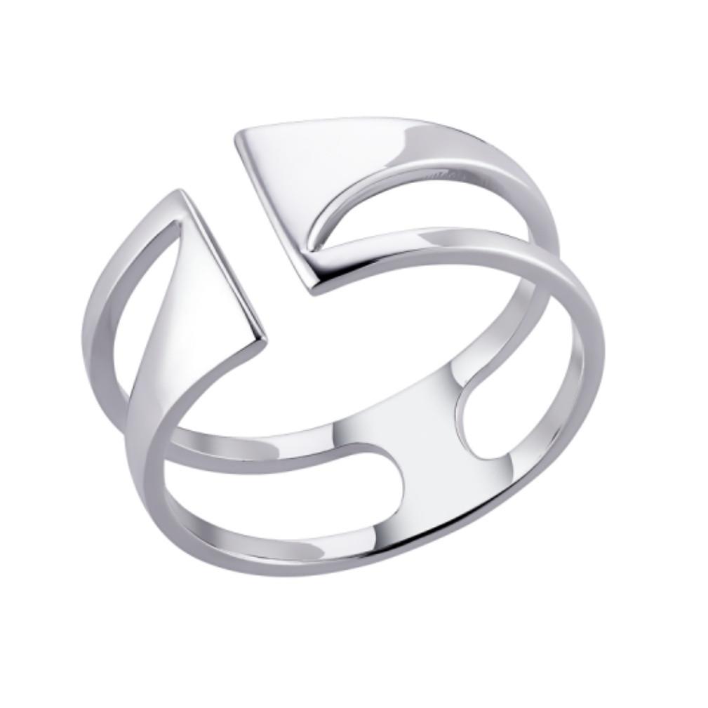 Кольцо без камней двойное серебро 925 пробы родированное 2,09 г р. 16-17 (вс678р)