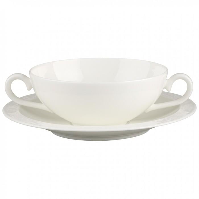 Пиала для супа с блюдцем Villeroy & Boch 400 мл White Pearl