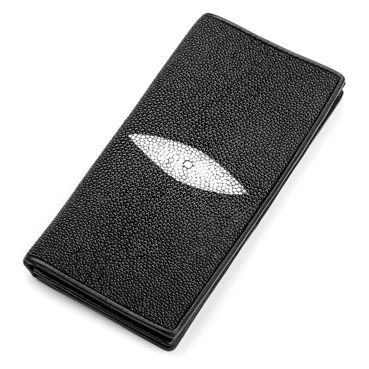 Портмоне мужское Stingray Leather 18040 из натуральной кожи морского ската Черный