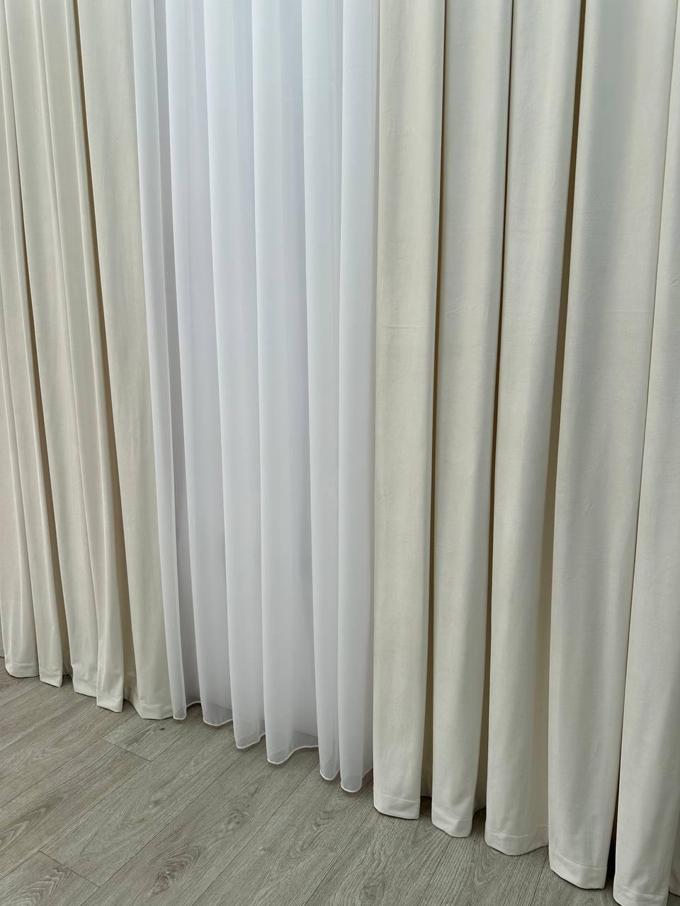 Штора велюрова на тасьмі 6 см 250x280 см Молочний (6319-N1-Т43) - фото 7