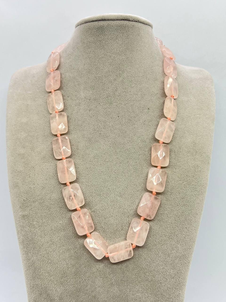 Бусы кварц 42 см Розовый (11008)