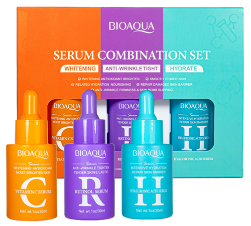 Бьюти бокс из сывороток для лица Bioaqua Serum Combination Set 3 шт. по 30 мл (02020241)