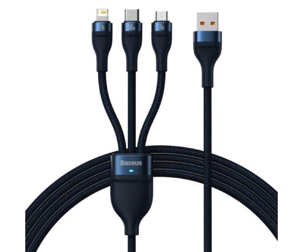 Кабель Data BASEUS Flash Series Ⅱ USB to Micro-USB Lightning Type-C 100W 1,2 м Blue