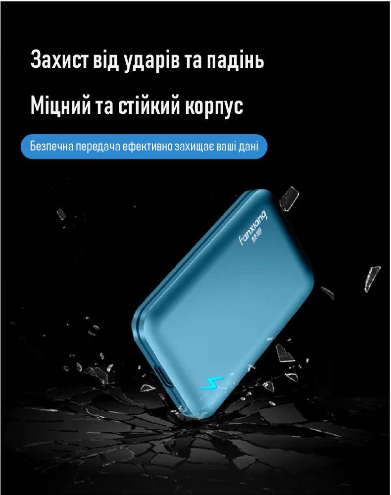 Твердотельный накопитель XON Portable SSD X1 250 GB USB 3.2 Gen2 Type-C Blue (XSSD0232CB) - фото 8