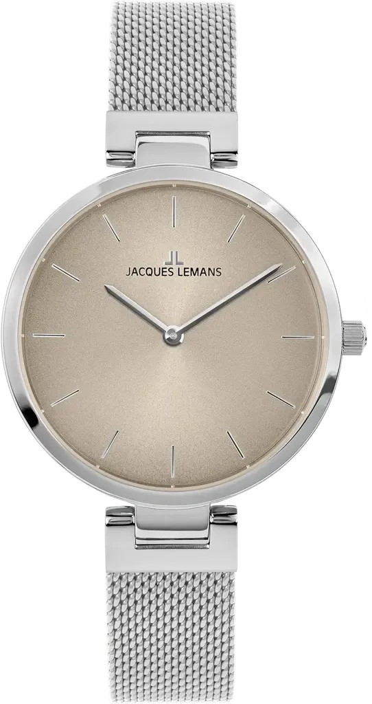 Наручные часы женские Jacques Lemans Elegance 1-2110B со стальным корпусом WR 50 м и бежевым циферблатом Наручные часы женские Jacques Lemans Elegance 1-2110B со стальным корпусом WR 50 м и бежевым циферблатом