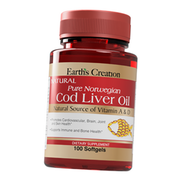 Масло печени трески Earth's Creation Cod Liver Oil 100 гел. капс. (67604001)