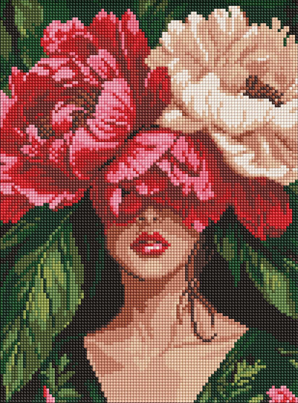 Набір з алмазною мозаїкою Ideyka Загадкові півонії AMO8157 на підрамнику 30x40 см (MTT-198627)