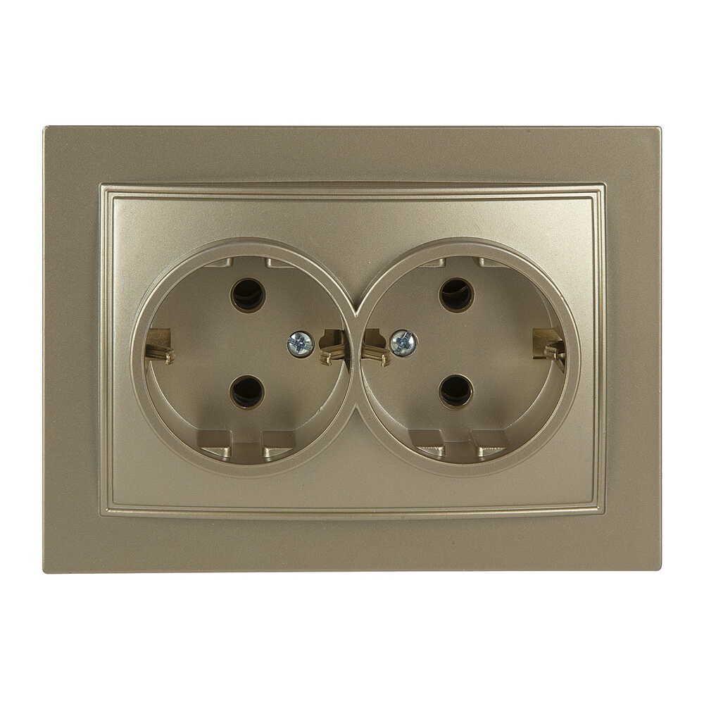 Розетка Nilson Thor подвійна з заземленням Золотий (27151025)