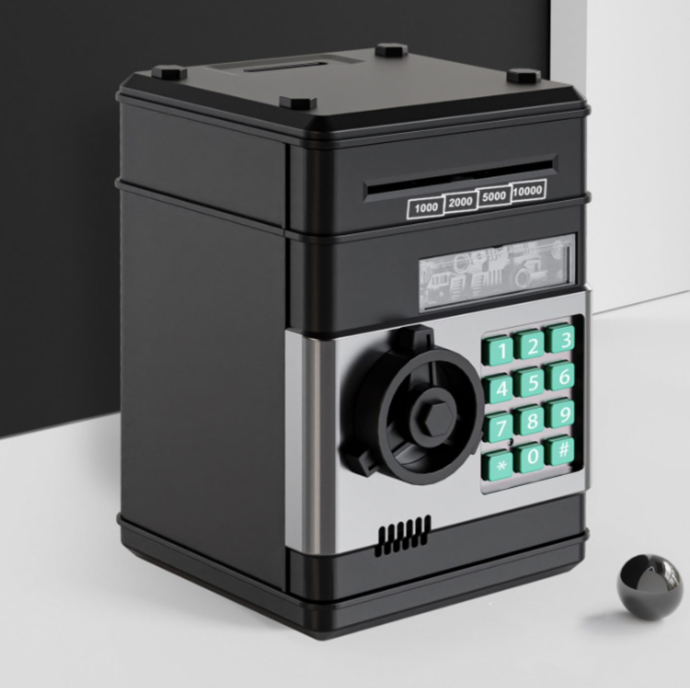 Копилка-сейф Number Bank детская с кодовым замком купюроприемником для бумажных денег и монет со звуковыми эффектами Черный (Е500166)