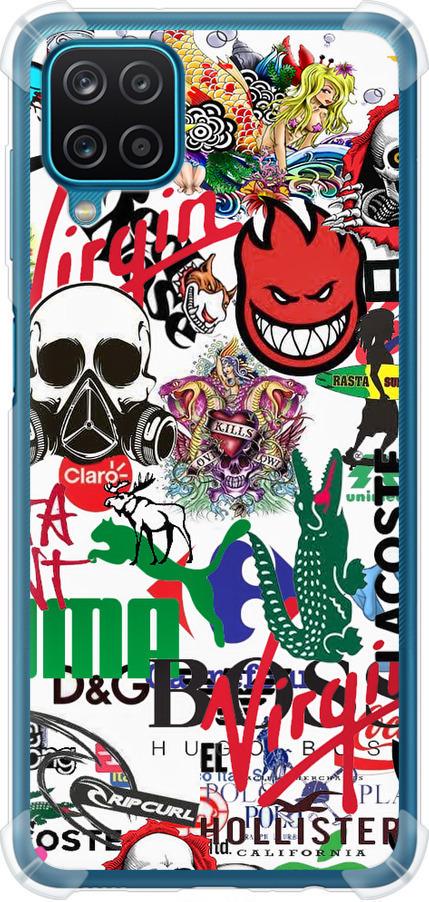 Чехол на Samsung Galaxy A12 A125F Many different logos (4022sp-2201-42517)
